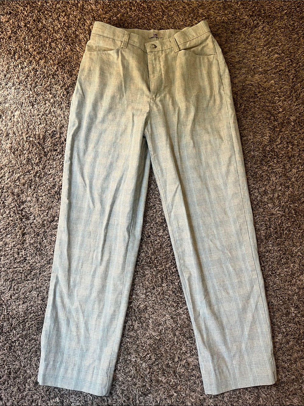 Lee Women’s Plaid Dress Pants - Light Beige and Blue